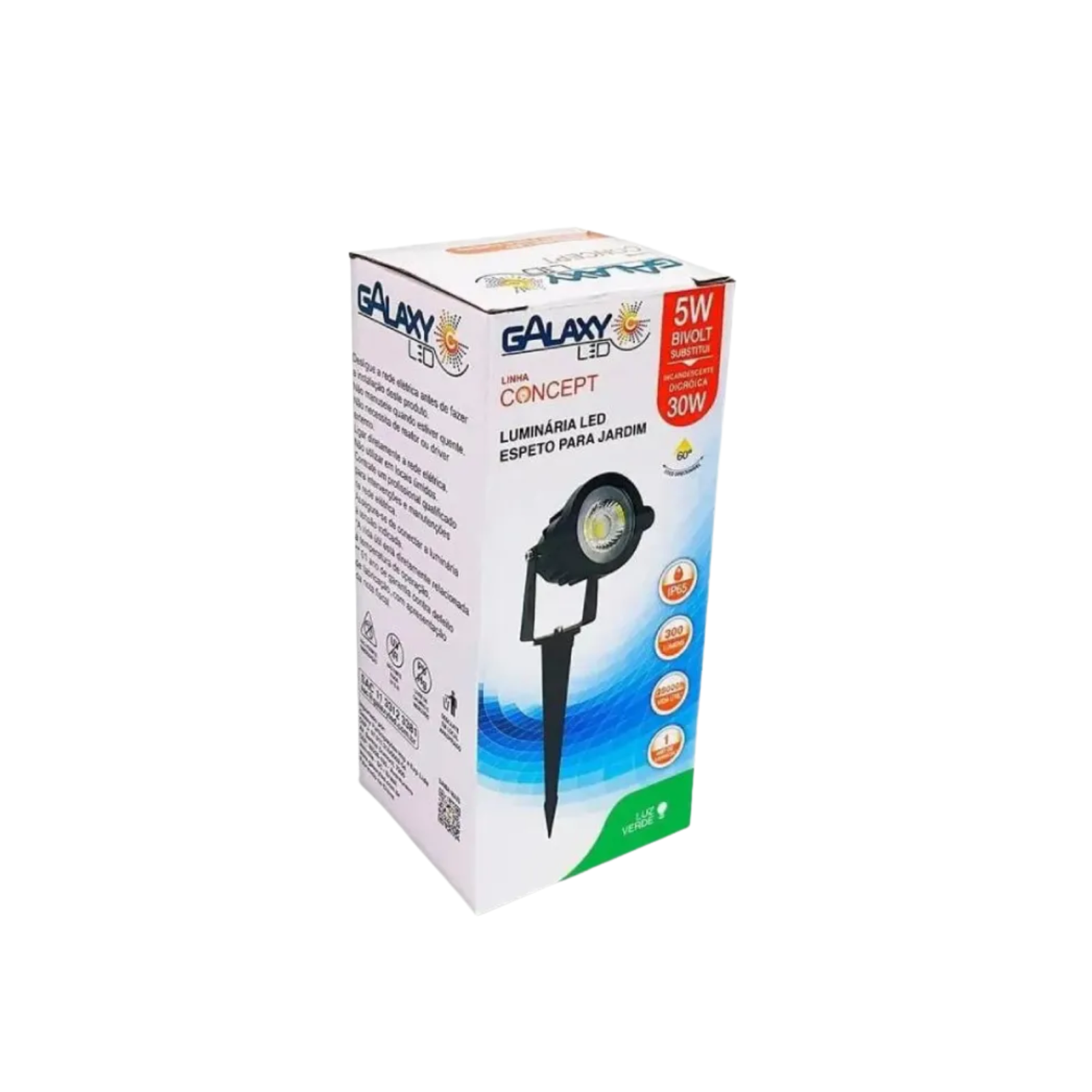 ESPETO JARDIM PVC PRETO 5W LUZ VERDE BIVOLT