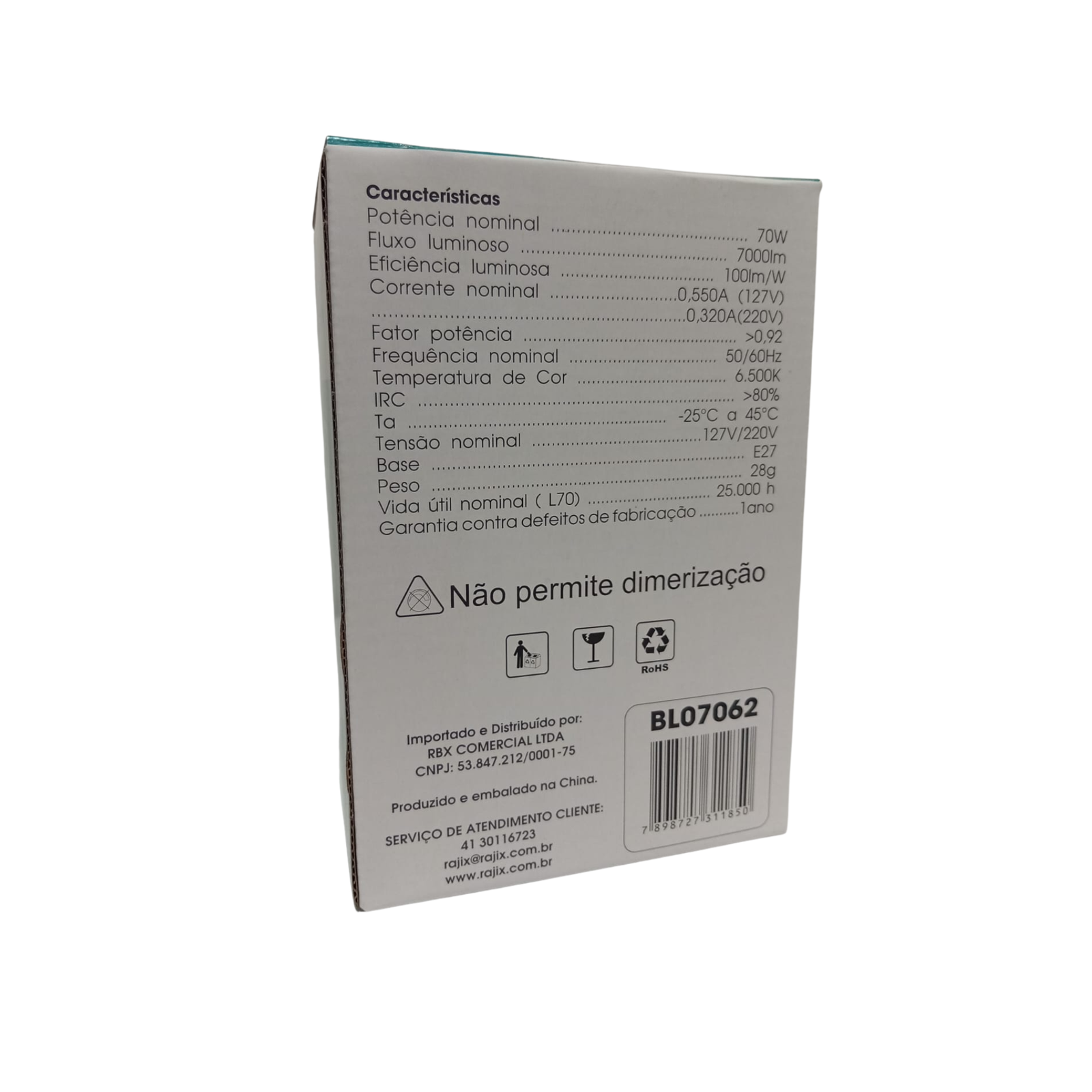 LAMPADA LED ALTA POTENCIA 70W BIVOLT 6500K E27 - RAJIX - Imagem 2