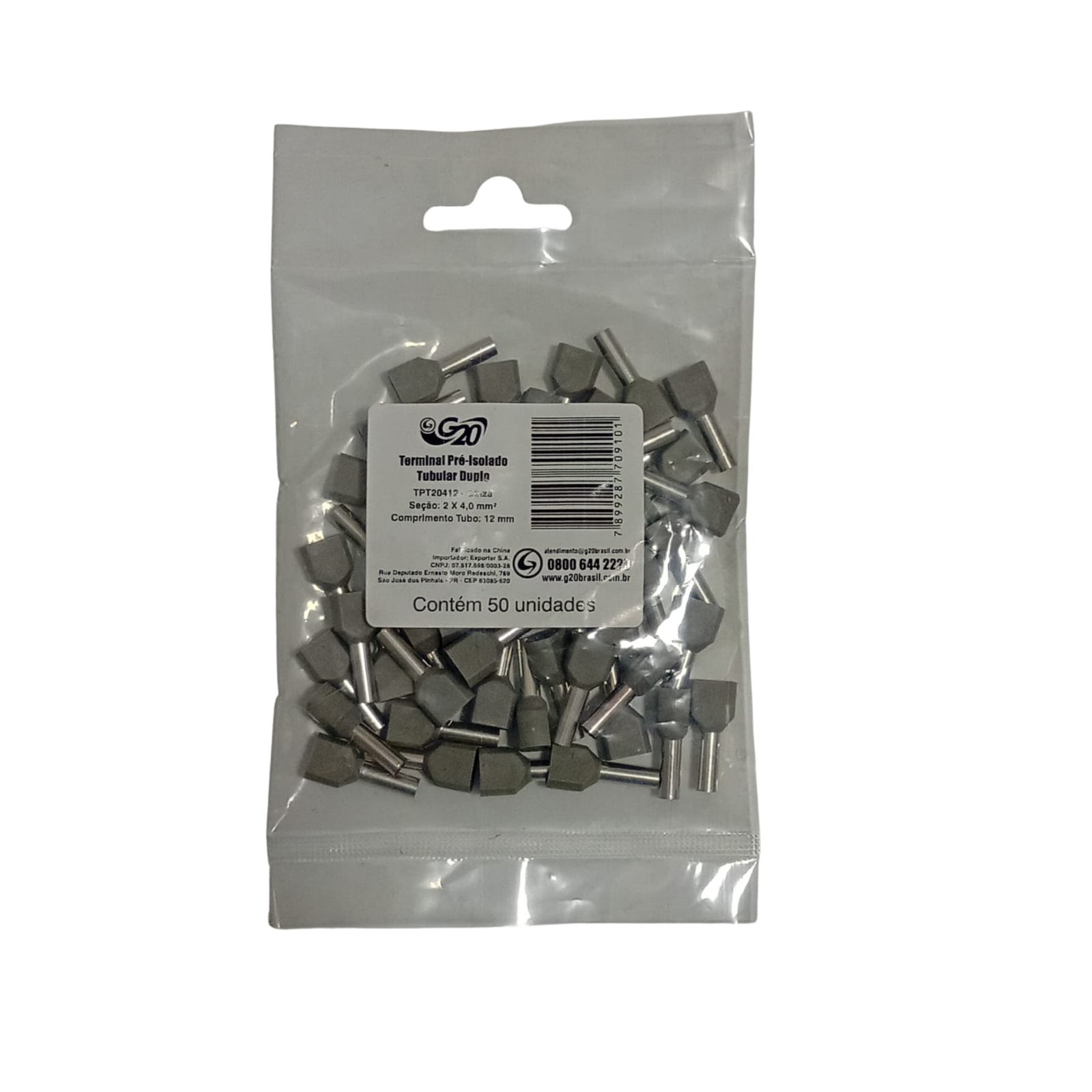 TERMINAL PRE-ISOLADO TUBULAR DUPLO 4.00MM X 12MM CZ (PCT C/50) TPT20412 G20 - Imagem 2