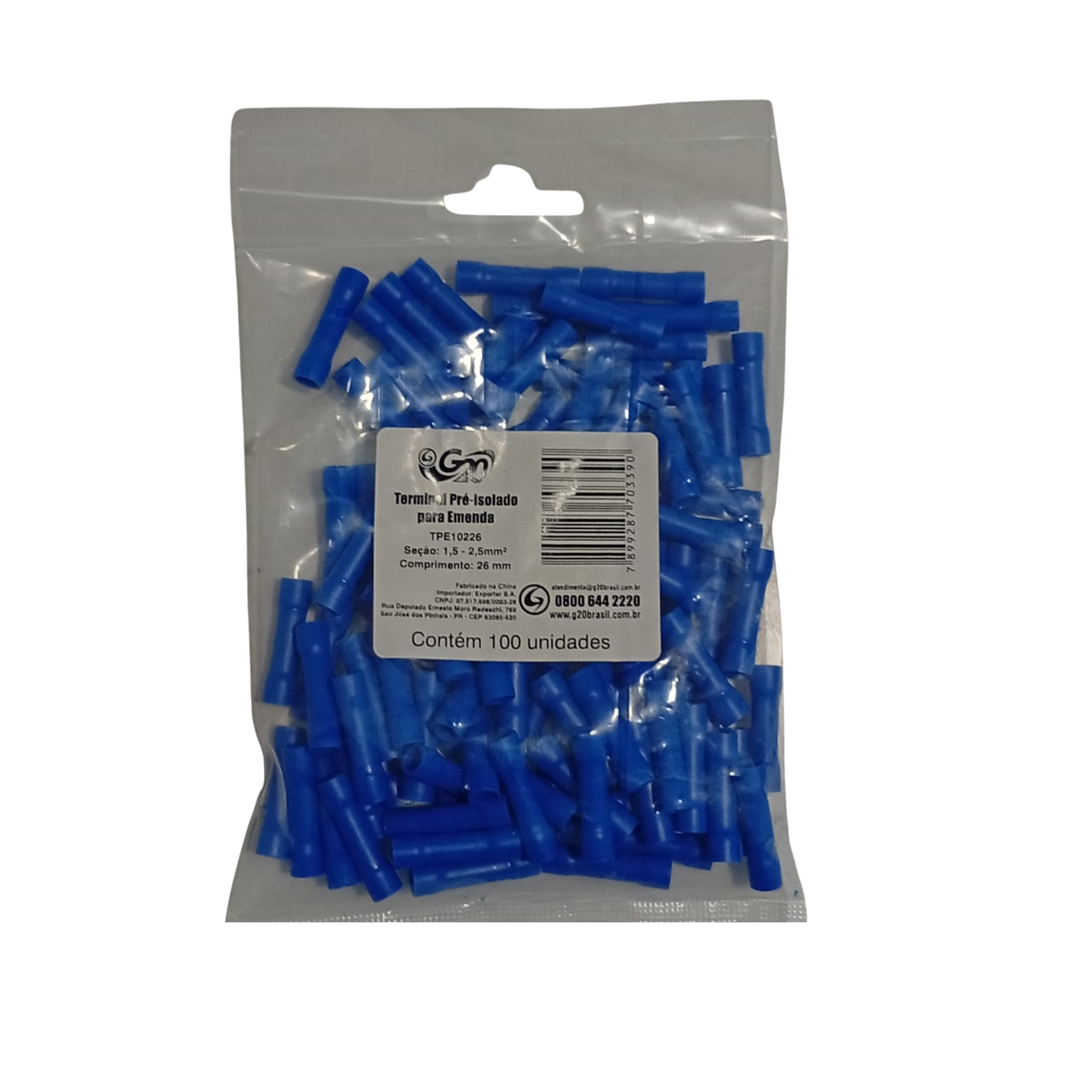 TUBO PRÉ-ISOLADO P/ EMENDA 1.5-2.5mm² 26mm AZ (PC C/100) TPE10226 G20 - Imagem 2