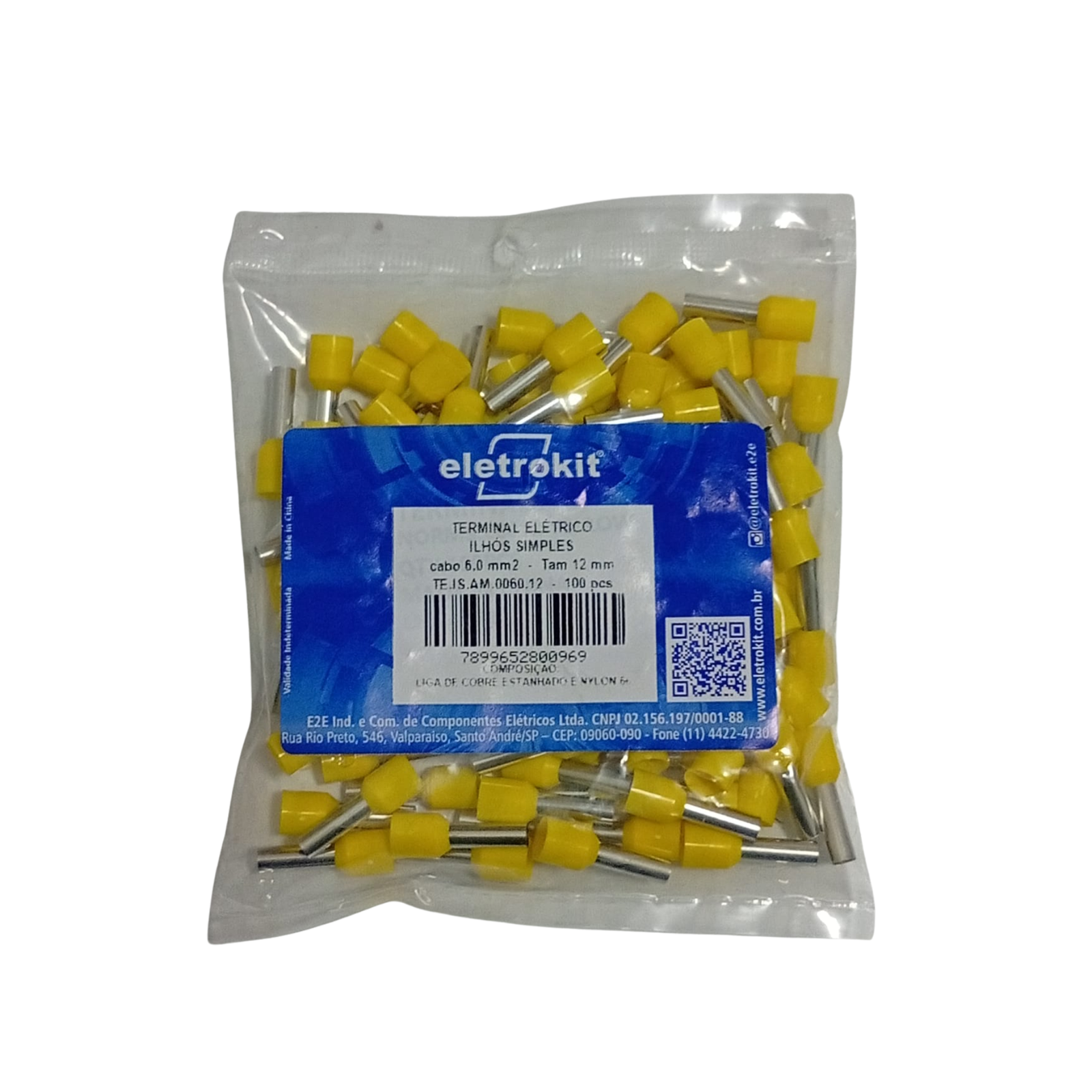 TERMINAL PRE-ISOLADO ILHÒS SIMPLES 6.0mm² TAMANHO 12mm AM (PC/C100) - Imagem 2