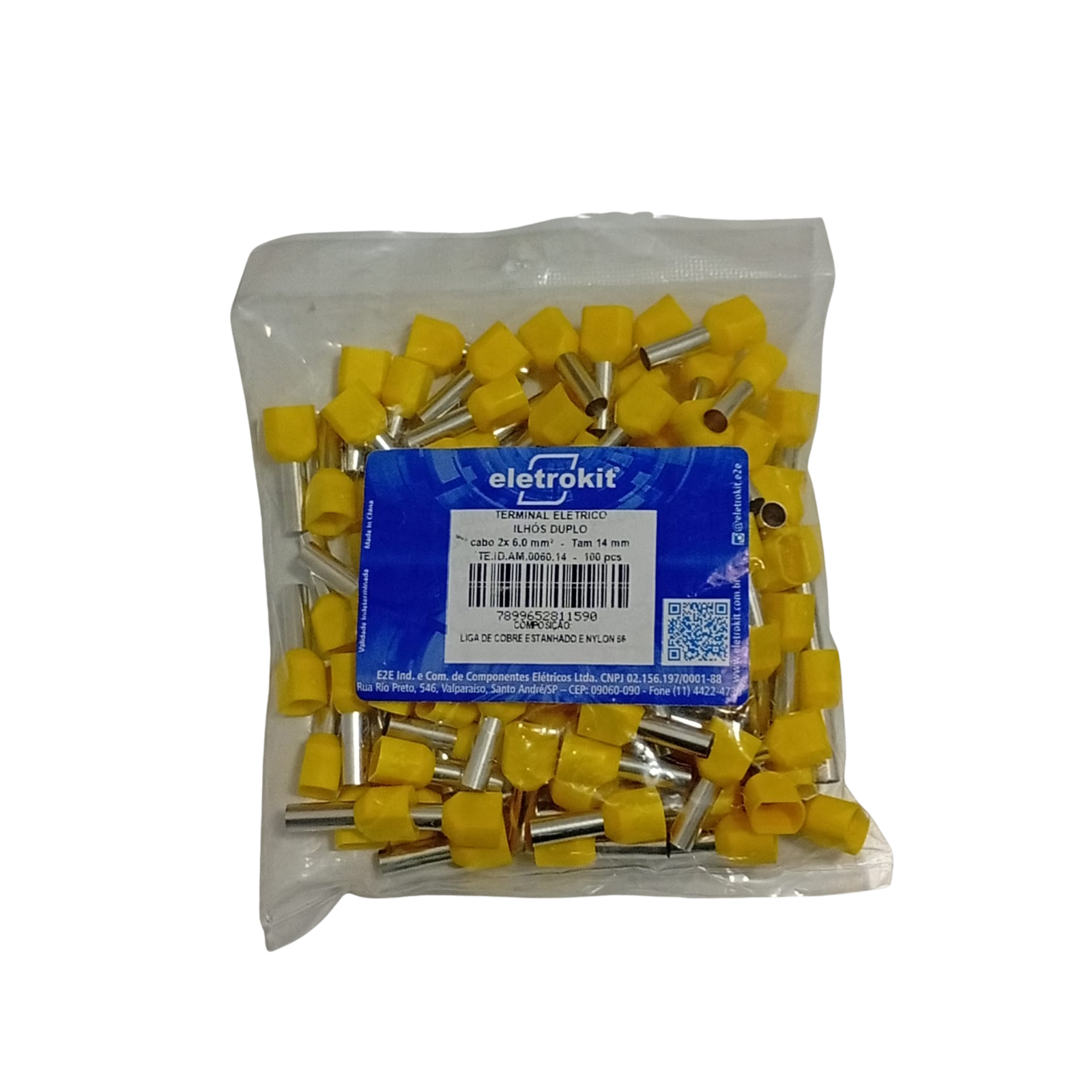 TERMINAL PRE-ISOLADO ILHÒS DUPLO 2 X 6.0mm² AM TAMANHO 14 (PC/C100) - Imagem 2