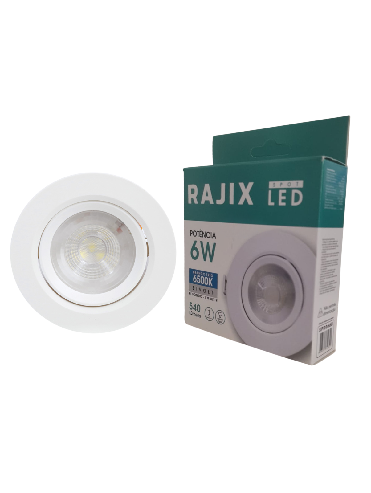 SPOT LED 6W REDONDO 6500K BIVOLT – BRANCO – RAJIX