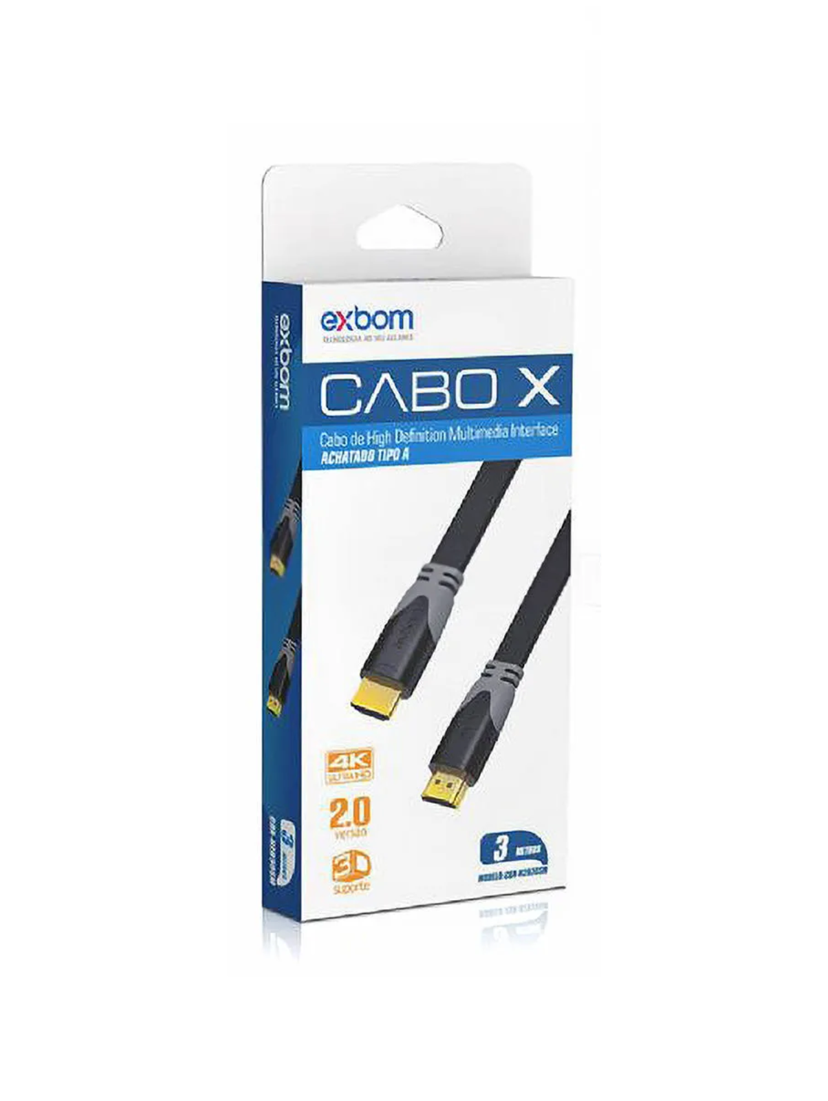 CABO HDMI 3M 4K 3D 2.0 ACHATADO – EXBOM