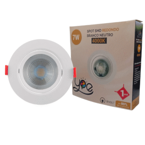 SPOT EMBUTIR REDONDO 7W 4000K 630LM BRANCO – ABS – YOE